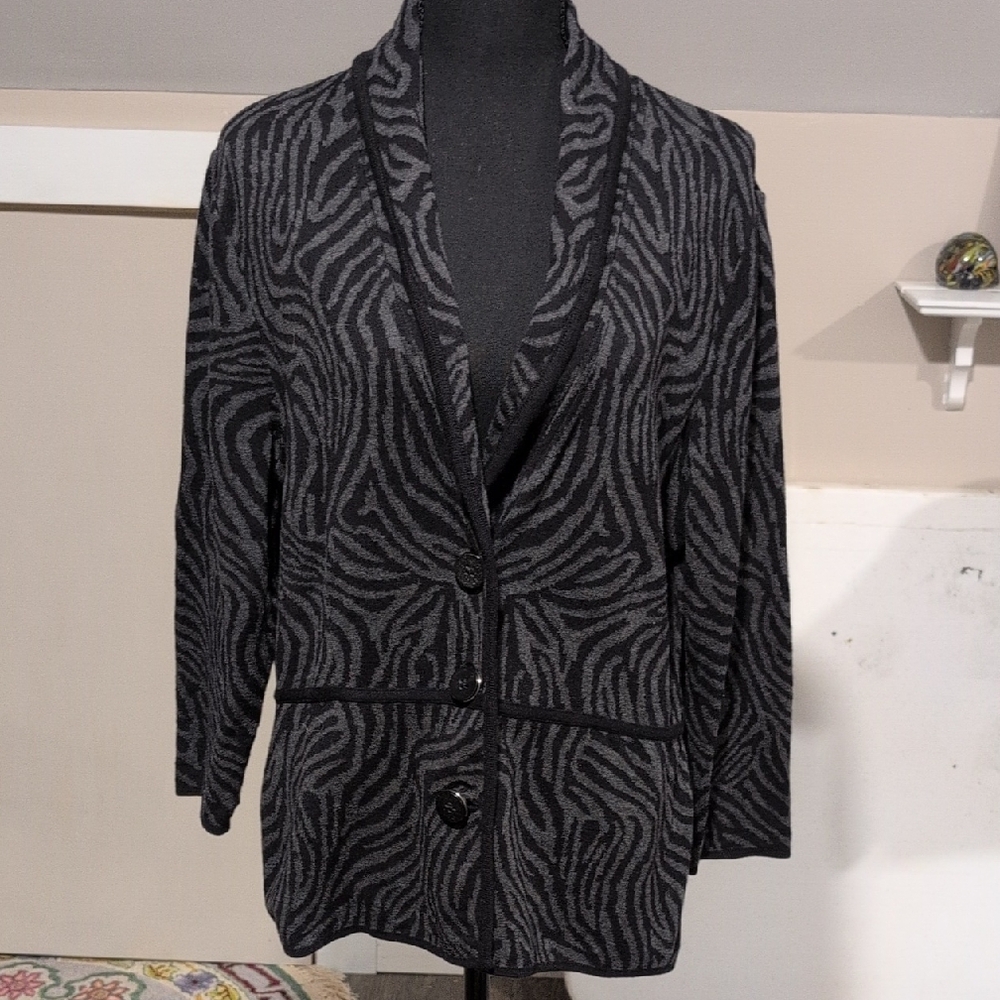 Alfani Black and Gray Zebra Blazer